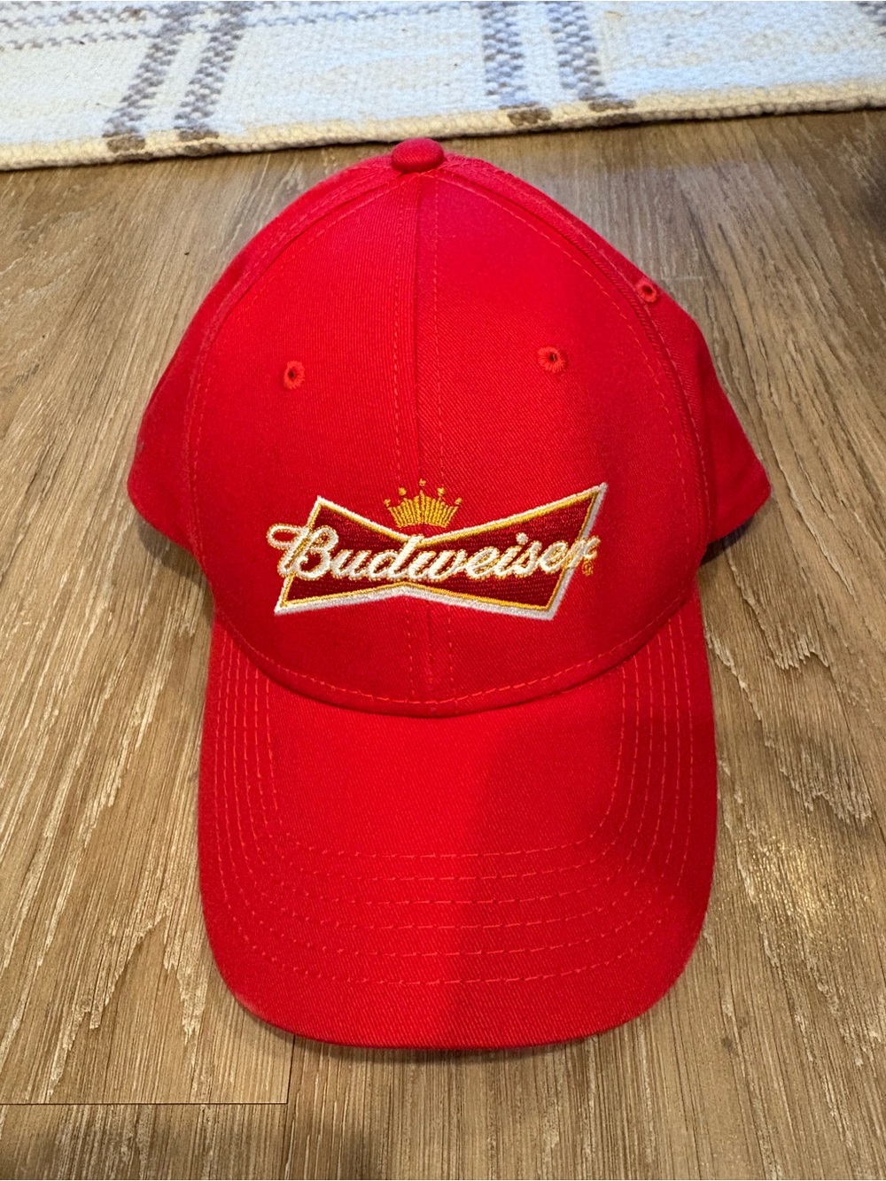 Budweiser Red Hat with Gold Embroidered Logo